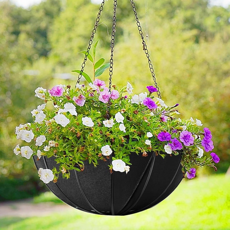 Adnee 3 Pcs 12 Inch Fabric Planter Basket Liner-Felt Flower Pot Liners-Hanging Plant Basket Fiber Insert for Garden Wall Hanging Planter Flower Vegetables(Round) - Image 5